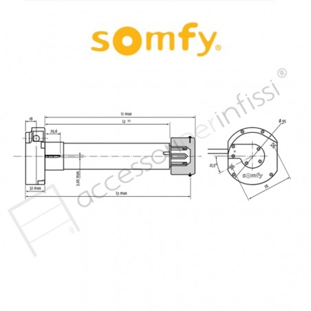 SUNEA 50 io CSI Somfy motore radio per tende da sole a cassonetto con manovra di soccorso