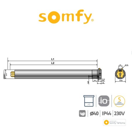 SONESSE ULTRA 50 WT Somfy motore radio per tende interne e tende a rullo
