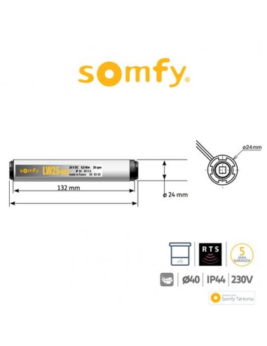 LV 25 Somfy motore radio per tende interne e tende a rullo