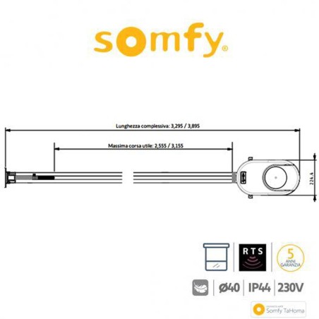 DEXXO OPTIMO RTS Somfy motore per porte da garage