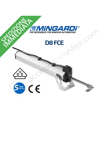 D8 FCE Mingardi - Attuatore elettrico a stelo per finestre a sporgere e lucernari