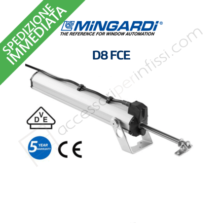 D8 FCE Mingardi - Attuatore elettrico a stelo per finestre a sporgere e lucernari