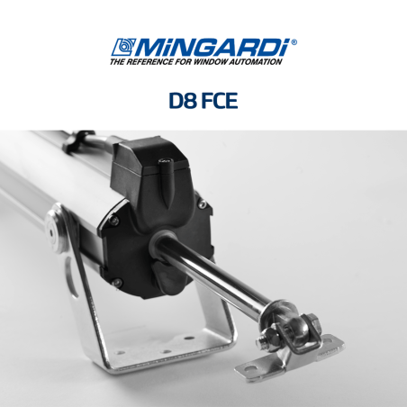 D8 FCE Mingardi - Attuatore elettrico a stelo per finestre a sporgere e lucernari