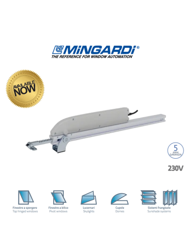 DRIVE EVO 2 Mingardi - Attuatore a cremagliera per lucernari cupole e frangisole 1000N