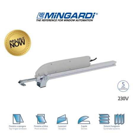DRIVE EVO 2 Mingardi - Attuatore a cremagliera per lucernari cupole e frangisole 1000N