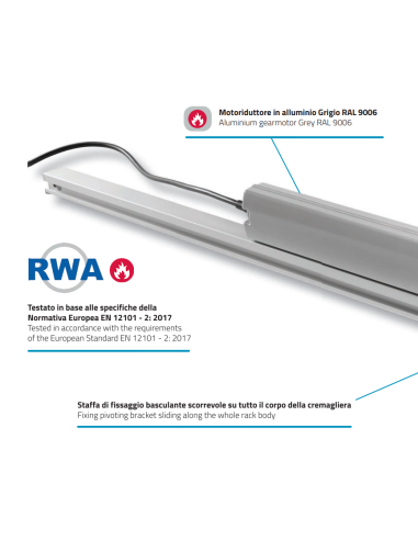 DRIVE EVO 2 Mingardi - Attuatore a cremagliera per lucernari cupole e frangisole 1000N