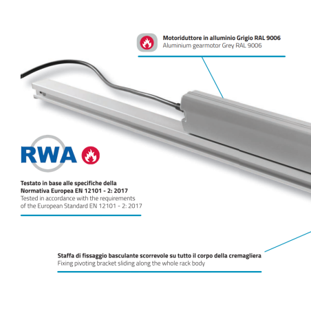 DRIVE EVO 2 Mingardi - Attuatore a cremagliera per lucernari cupole e frangisole 1000N