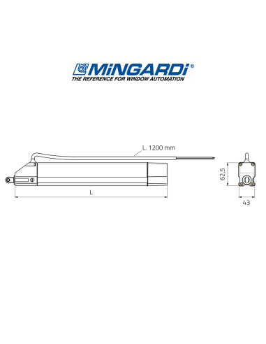 EURO 1 Mingardi - Attuatore elettrico a stelo per finestre a sporgere e lucernari
