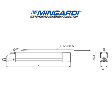 EURO 1 Mingardi - Attuatore elettrico a stelo per finestre a sporgere e lucernari