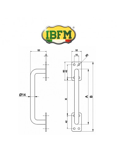 482 IBFM - Maniglia per portone tipo dritto