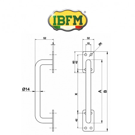 482 IBFM - Maniglia per portone tipo dritto