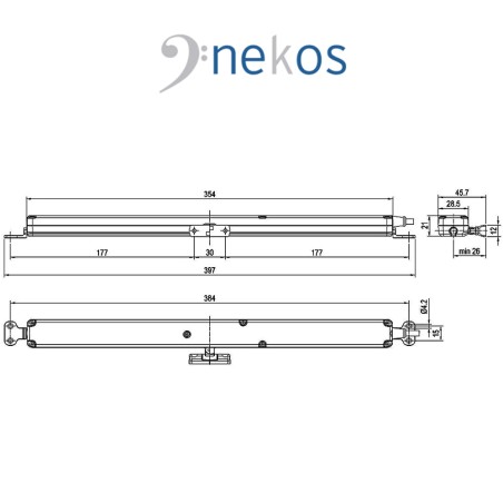 KIMO 225 Nekos attuatore a catena piccolo ad incasso a scomparsa per finestre a sporgere e vasistas
