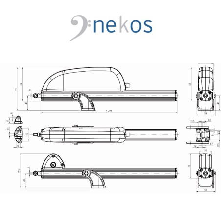 SKY 450 Nekos attuatore a cremagliera per lucernari e cupole