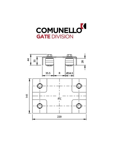 250I Comunello - Piastra guida cancello regolabile