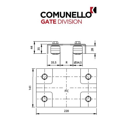 250I Comunello - Piastra guida cancello regolabile
