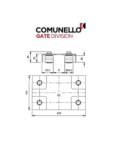 255I Comunello - Piastra guida cancello a doppia regolazione