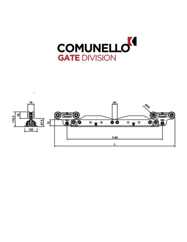 CGA-600.10 M - Comunello - Carrello Bullet Mini regolabile a 10 ruote per serie alluminio