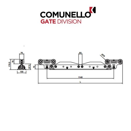 CGA-600.10 M - Comunello - Carrello Bullet Mini regolabile a 10 ruote per serie alluminio