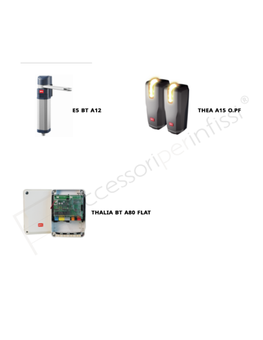 E5 BT A12 KIT THALIA BT B80 FLAT BFT operatore elettromeccanico per ante di cancelli battenti pedonali e carrabili