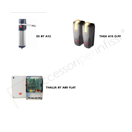 E5 BT A12 KIT THALIA BT B80 FLAT BFT operatore elettromeccanico per ante di cancelli battenti pedonali e carrabili