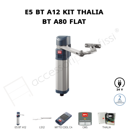 E5 BT A12 KIT THALIA BT B80 FLAT BFT operatore elettromeccanico per ante di cancelli battenti pedonali e carrabili