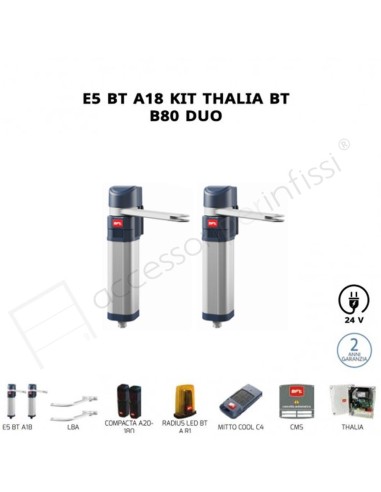 E5 BT A18 KIT THALIA BT A80 DUO BFT operatore elettromeccanico per ante di cancelli battenti pedonali e carrabili