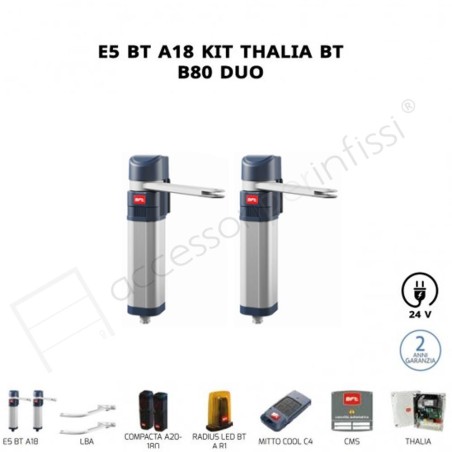 E5 BT A18 KIT THALIA BT A80 DUO BFT operatore elettromeccanico per ante di cancelli battenti pedonali e carrabili