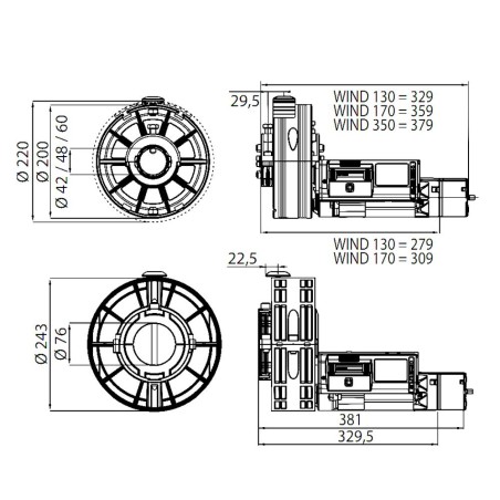 WIND AC A KIT 170/200-60 EF AUTO BFT operatore per serrande avvolgibili