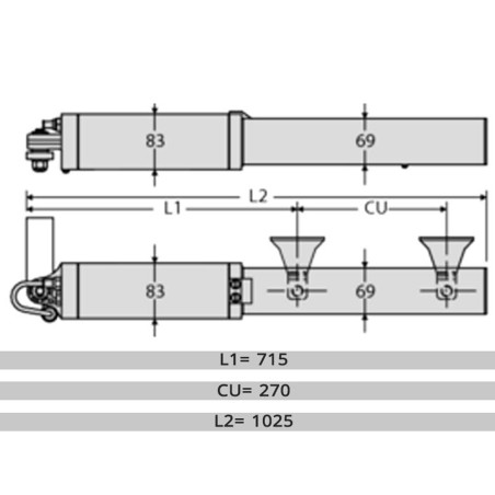 LUX 2B 230V BFT attuatore oleodinamico per cancelli a battente fino a 2m e 300kg