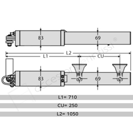 LUX R 2B SN2 BFT operatore oleodinamico per ante a battente fino a 2 m e 300kg