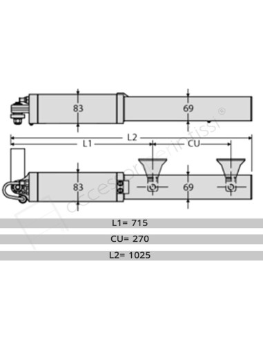 LUX MB KIT per operatori oleodinamici 230v per ante battenti fino a 2,3 m e 300 kg