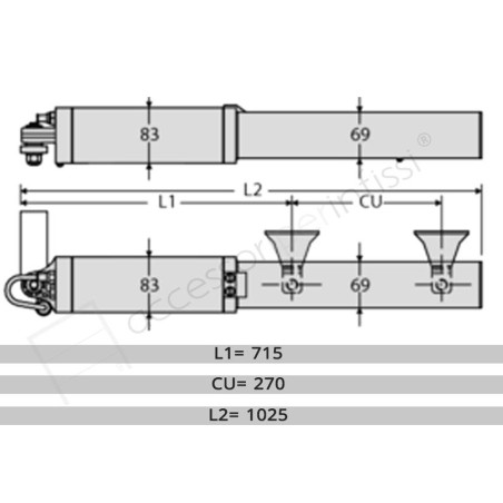 LUX MB KIT per operatori oleodinamici 230v per ante battenti fino a 2,3 m e 300 kg