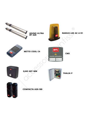 GIUNO ULTRA BT A20 KIT BFT completo per cancelli a battente