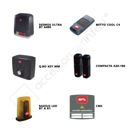 DEIMOS ULTRA BT A400 KIT BFT completo 24 V per cancelli scorrevoli