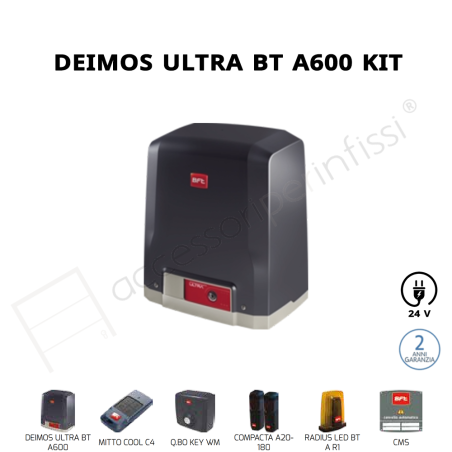 DEIMOS ULTRA BT A600 KIT BFT completo 24 V per cancelli scorrevoli