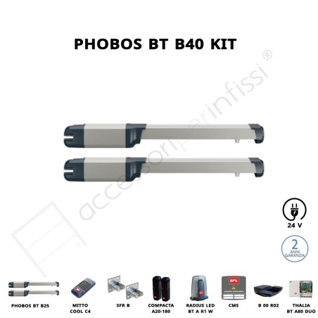 PHOBOS BT B40 KIT BFT completo 24 V per cancelli a battente
