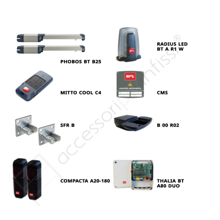 PHOBOS BT B25 KIT BFT completo 24 V per cancelli a battente