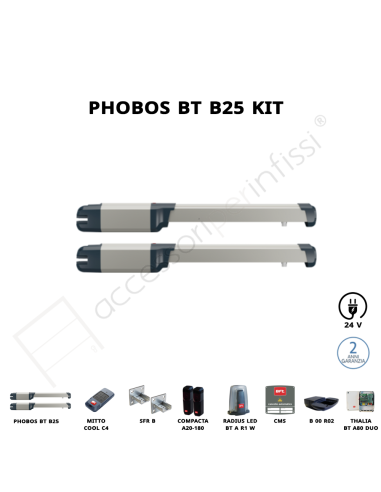 PHOBOS BT B25 KIT BFT completo 24 V per cancelli a battente