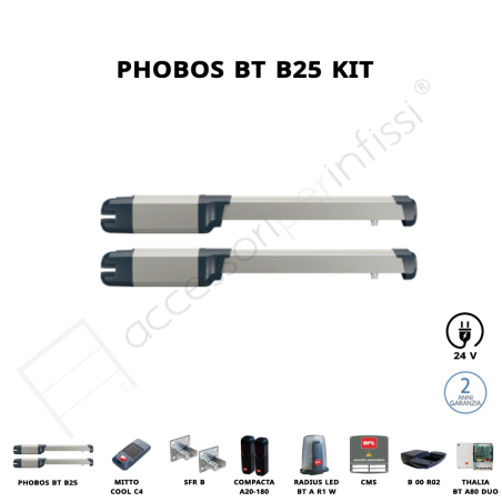 PHOBOS BT B25 KIT BFT completo 24 V per cancelli a battente