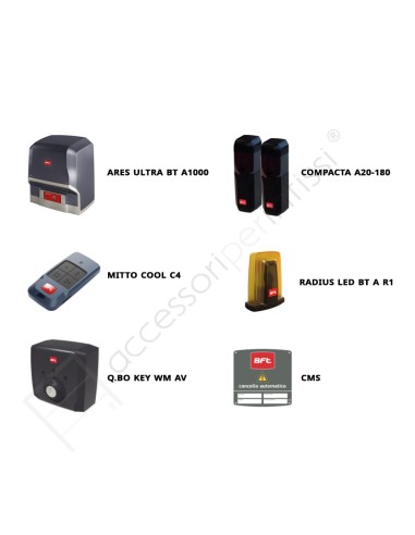 ARES ULTRA BT A1000 KIT BFT completo 24 V per cancelli scorrevoli
