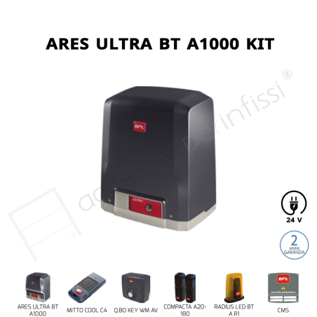 ARES ULTRA BT A1000 KIT BFT completo 24 V per cancelli scorrevoli