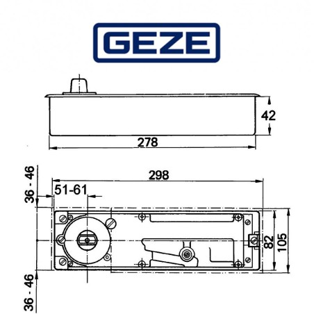 104028 Geze | Chiudiporta a pavimento TS 500/NV EN 1-4 con fermo a 90°