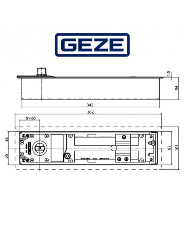 123950 Geze | Chiudiporta a pavimento TS 550/NV con forza EN 3-6