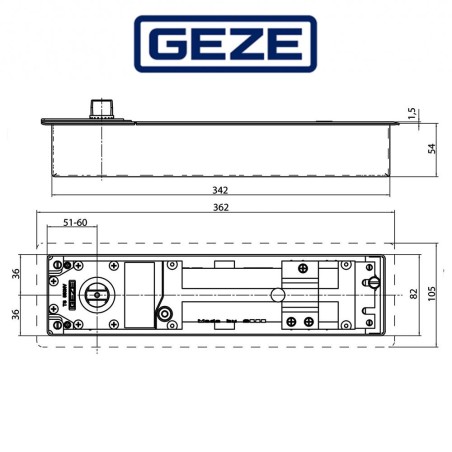 123950 Geze | Chiudiporta a pavimento TS 550/NV con forza EN 3-6