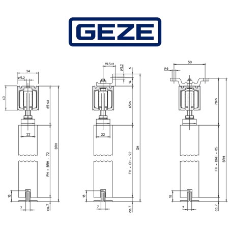 PERLAN 140 Geze - Sistema di ferramenta per porte scorrevoli con peso dell'anta 140 kg