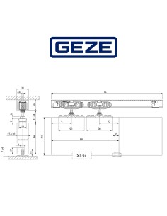 ROLLAN 80 NT Geze - Sistema di ferramenta per porte scorrevoli con peso dell'anta 80 kg