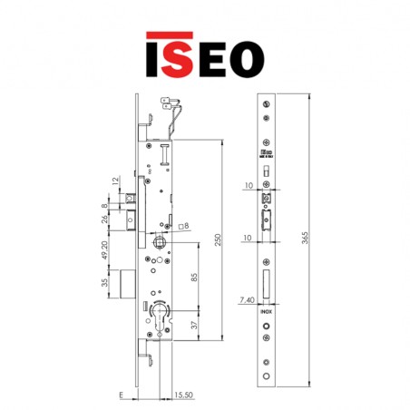 Iseo Performa electric lock entry 35 flat front art. 7295143528