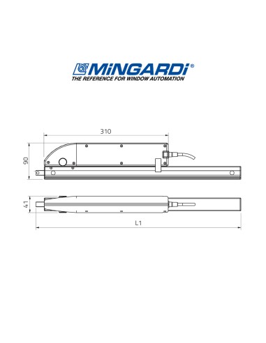 DRIVE EVO 0 Mingardi - Attuatore a cremagliera per lucernari cupole e frangisole 500N