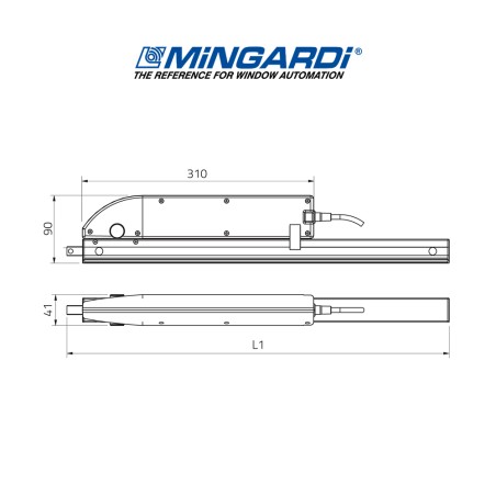 DRIVE EVO 0 Mingardi - Attuatore a cremagliera per lucernari cupole e frangisole 500N