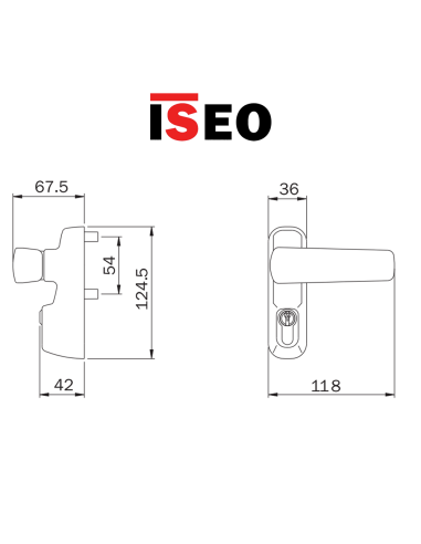 94027005 TRIM Iseo - Comando esterno nero per dispositivi antipanico da applicare